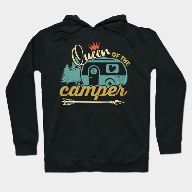 Queen Of The Camper Funny Camping Girl Hoodie by BadrooGraphics Store